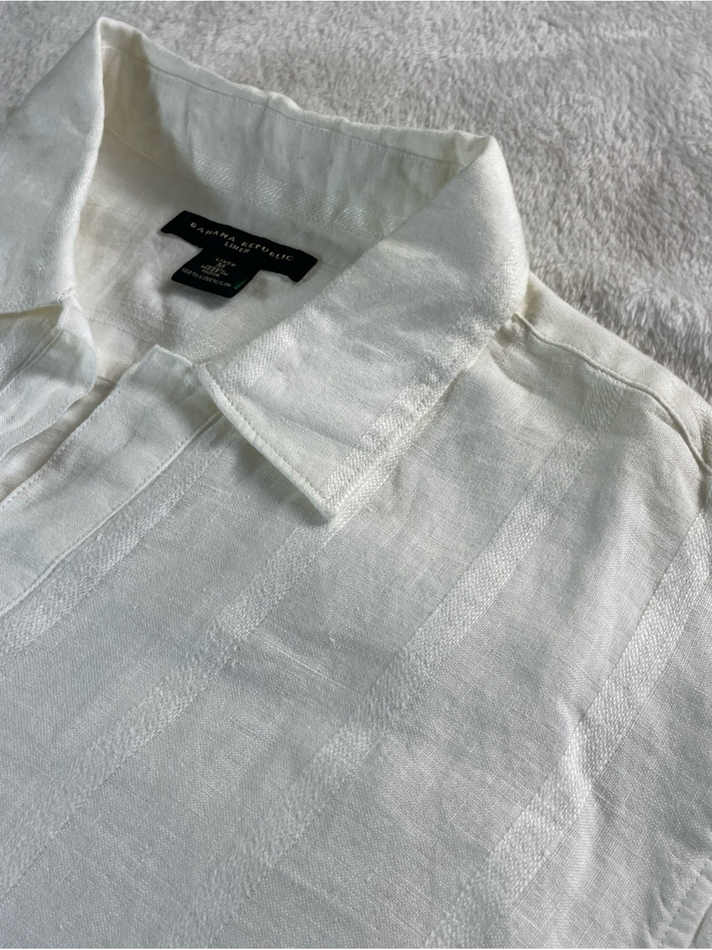 Banana Republic Men's Crisp White 100% Linen Sheer Tunic Shirt Size M Oversized